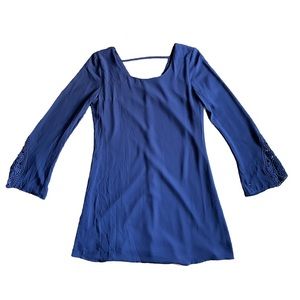 Macy Speechless Bell Sleeve Blue Midi Dress